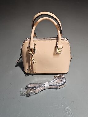 Simply Noelle Pink Patent Faux Leather Satchel Handbag Crossbody Paisley Lining